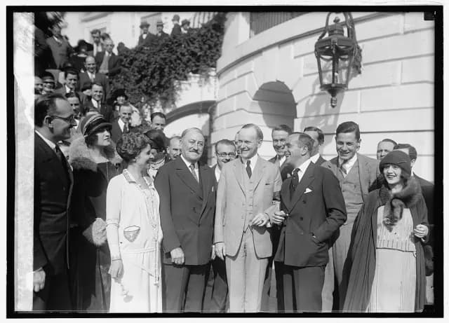 The Coolidges with John Drew and Al Jolson, October 1924, Edward Bernays' first perception campaign